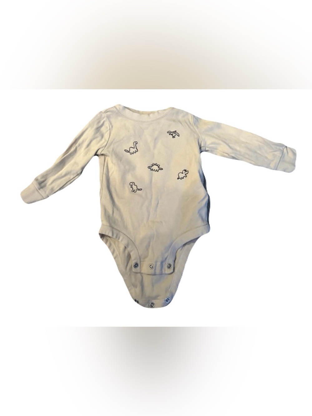 Carter’s 12m Cream Long-Sleeve Dinosaur Baby One-Piece
